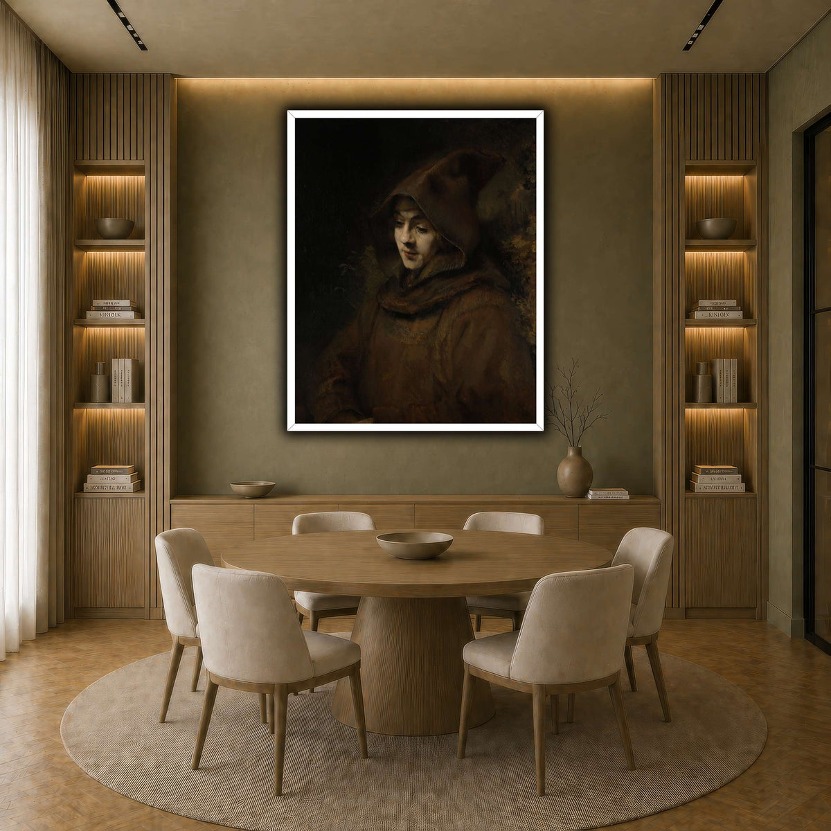 Rembrandts_zoon_Titus_in_monniksdracht_Rembrandt-van-Rijn earth-dining room