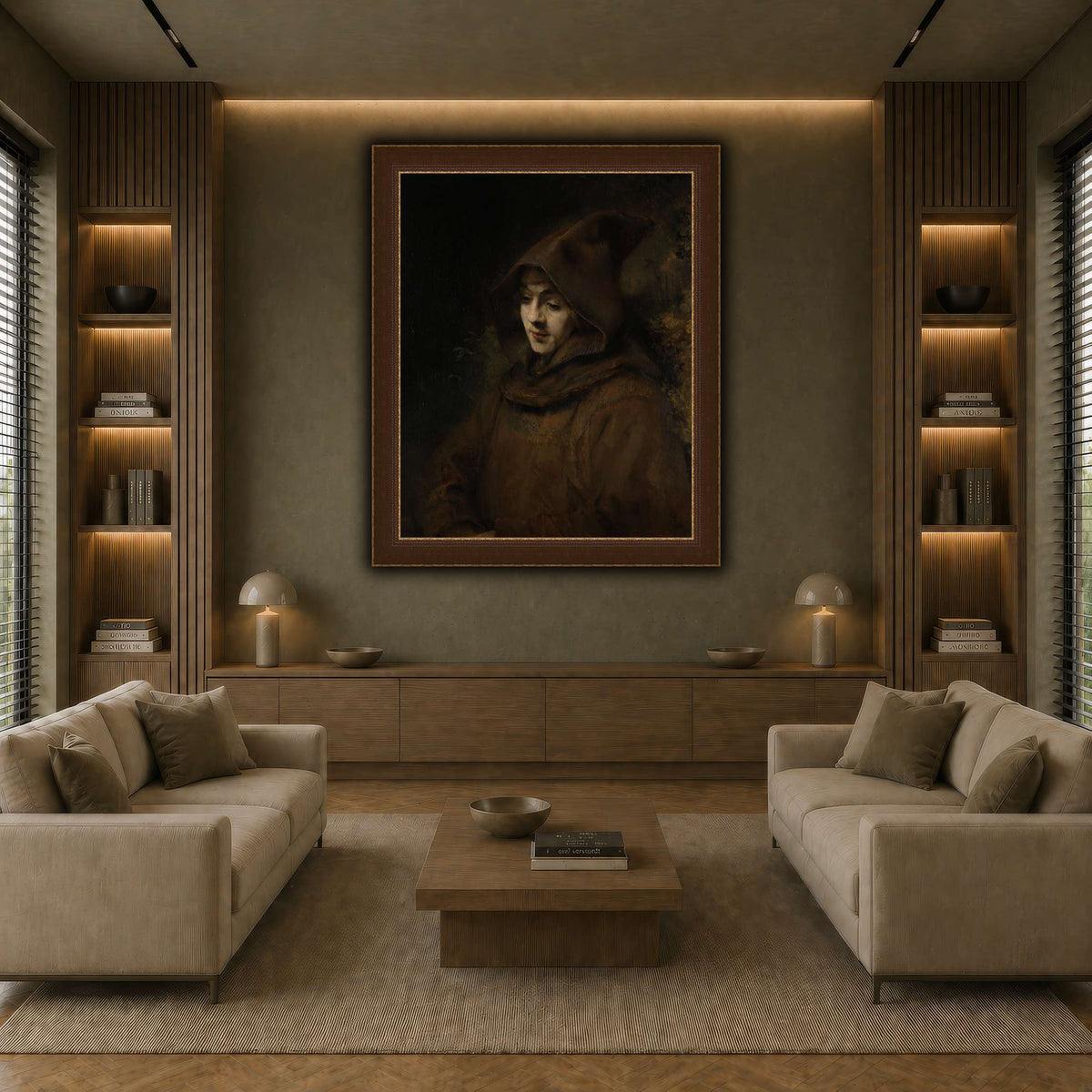 Rembrandts_zoon_Titus_in_monniksdracht_Rembrandt-van-Rijn earth-living room