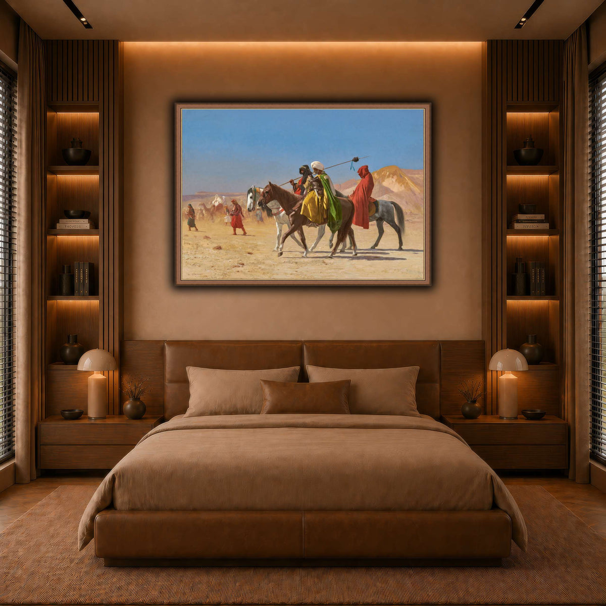 Riders_Crossing_The_Desert_Jean-Léon_Gérôme warm-bedroom