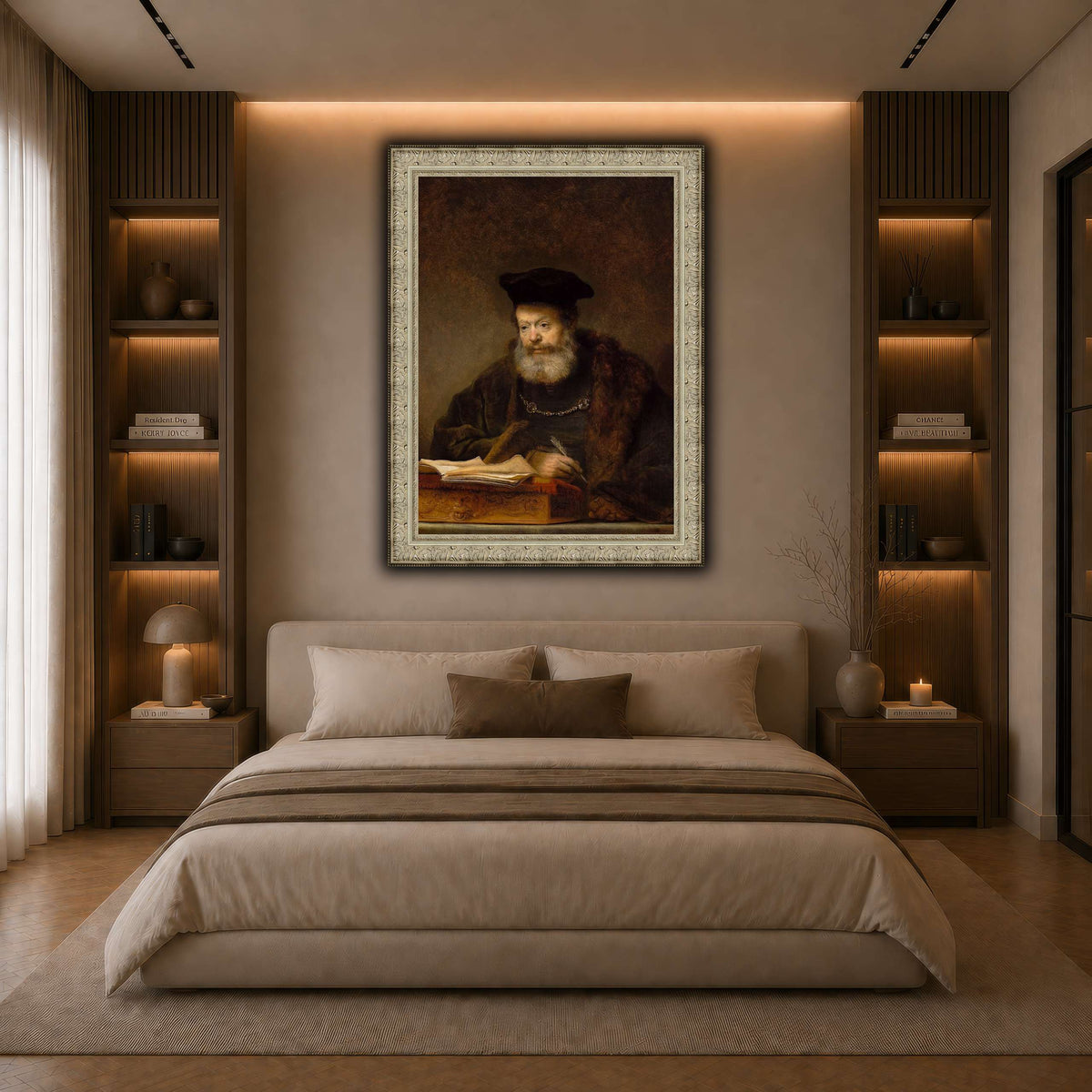 Scholar_at_the_Lectern_Rembrandt-van-Rijn dark neutral-bedroom