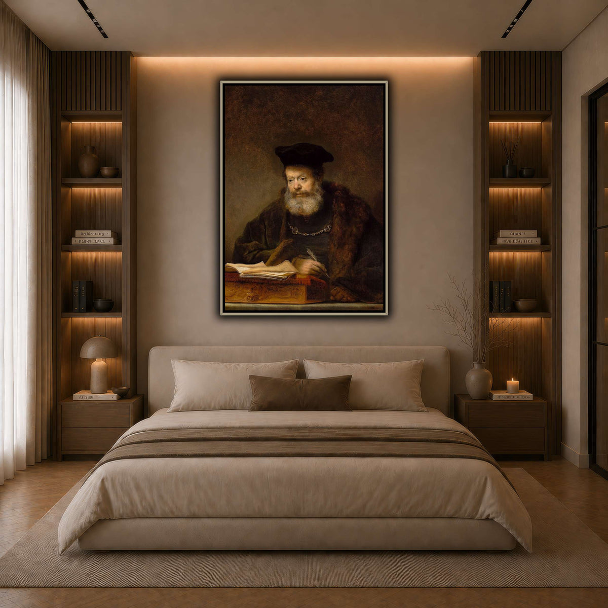 Scholar_at_the_Lectern_Rembrandt-van-Rijn dark neutral-bedroom