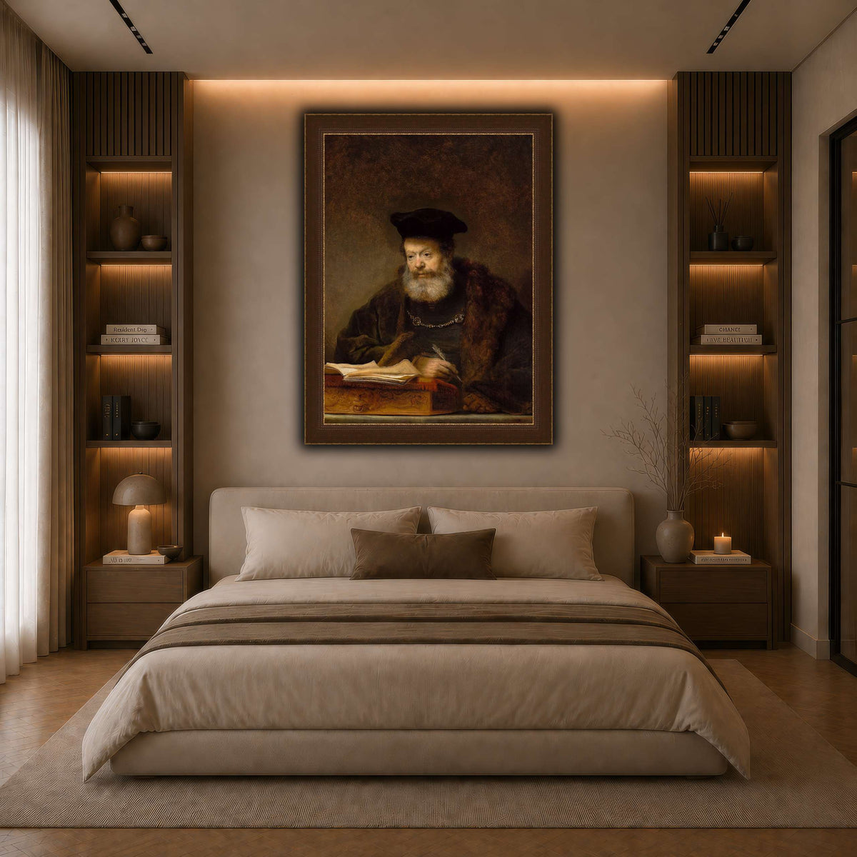 Scholar_at_the_Lectern_Rembrandt-van-Rijn dark neutral-bedroom