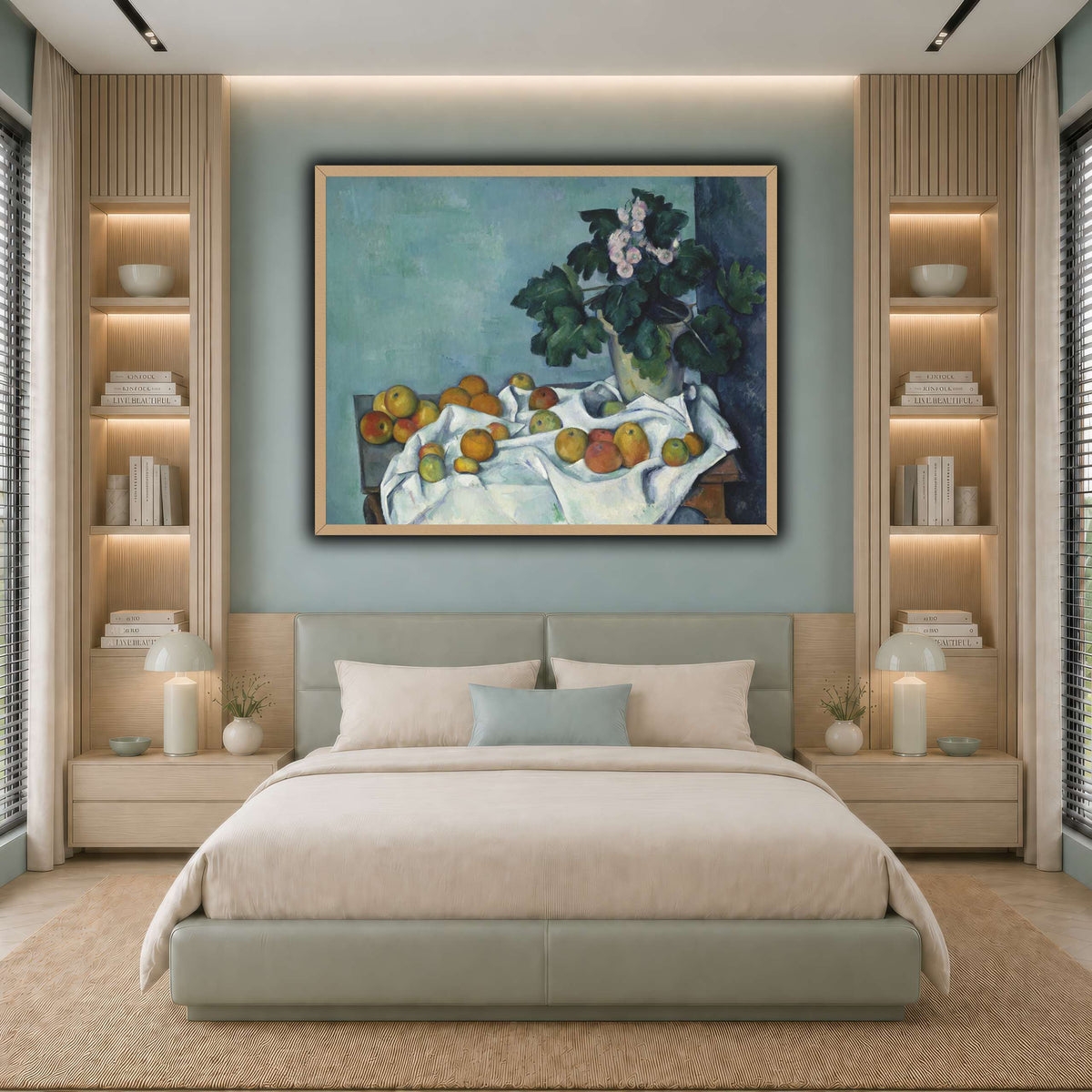 Still_Life_with_Apples_and_a_Pot_of_Primroses_Paul_Cezanne cool-bedroom