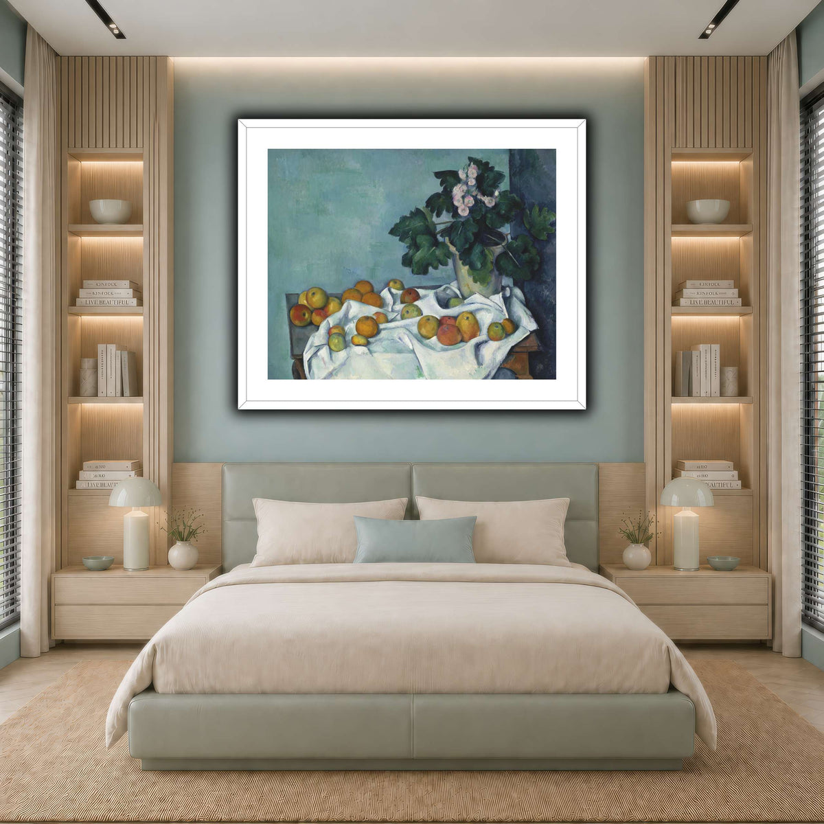 Still_Life_with_Apples_and_a_Pot_of_Primroses_Paul_Cezanne cool-bedroom