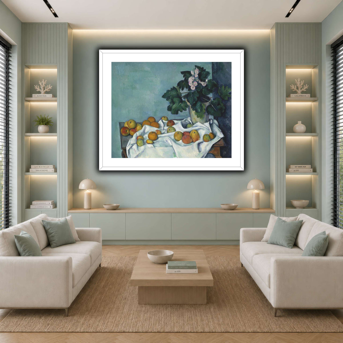 Still_Life_with_Apples_and_a_Pot_of_Primroses_Paul_Cezanne cool-living room