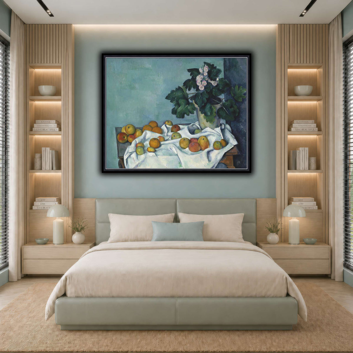 Still_Life_with_Apples_and_a_Pot_of_Primroses_Paul_Cezanne cool-bedroom