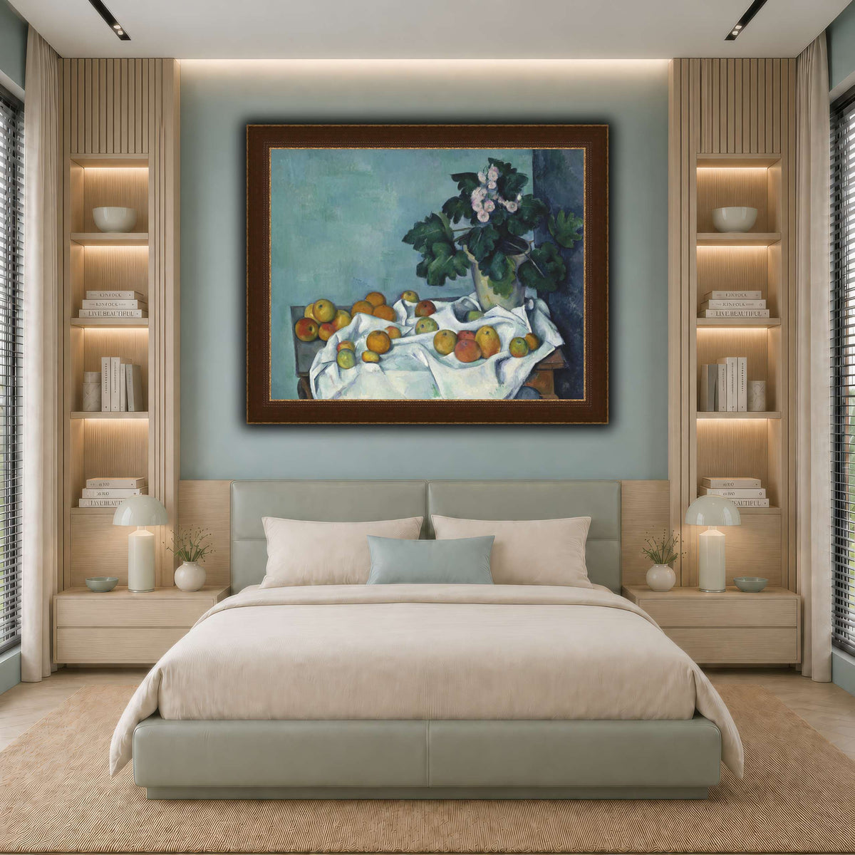 Still_Life_with_Apples_and_a_Pot_of_Primroses_Paul_Cezanne cool-bedroom