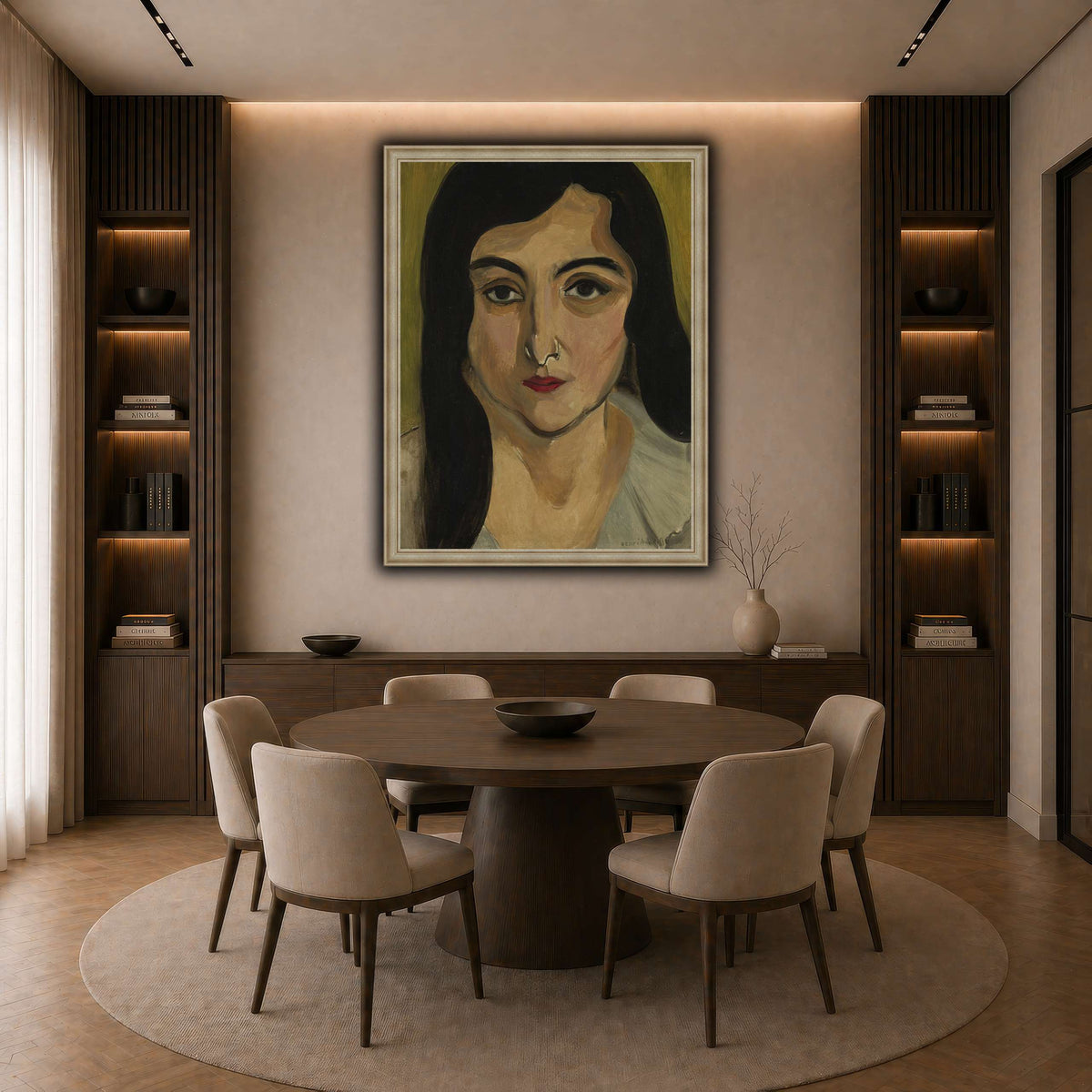 Tête_de_Femme_Henri_Matisse dark neutral-dining room