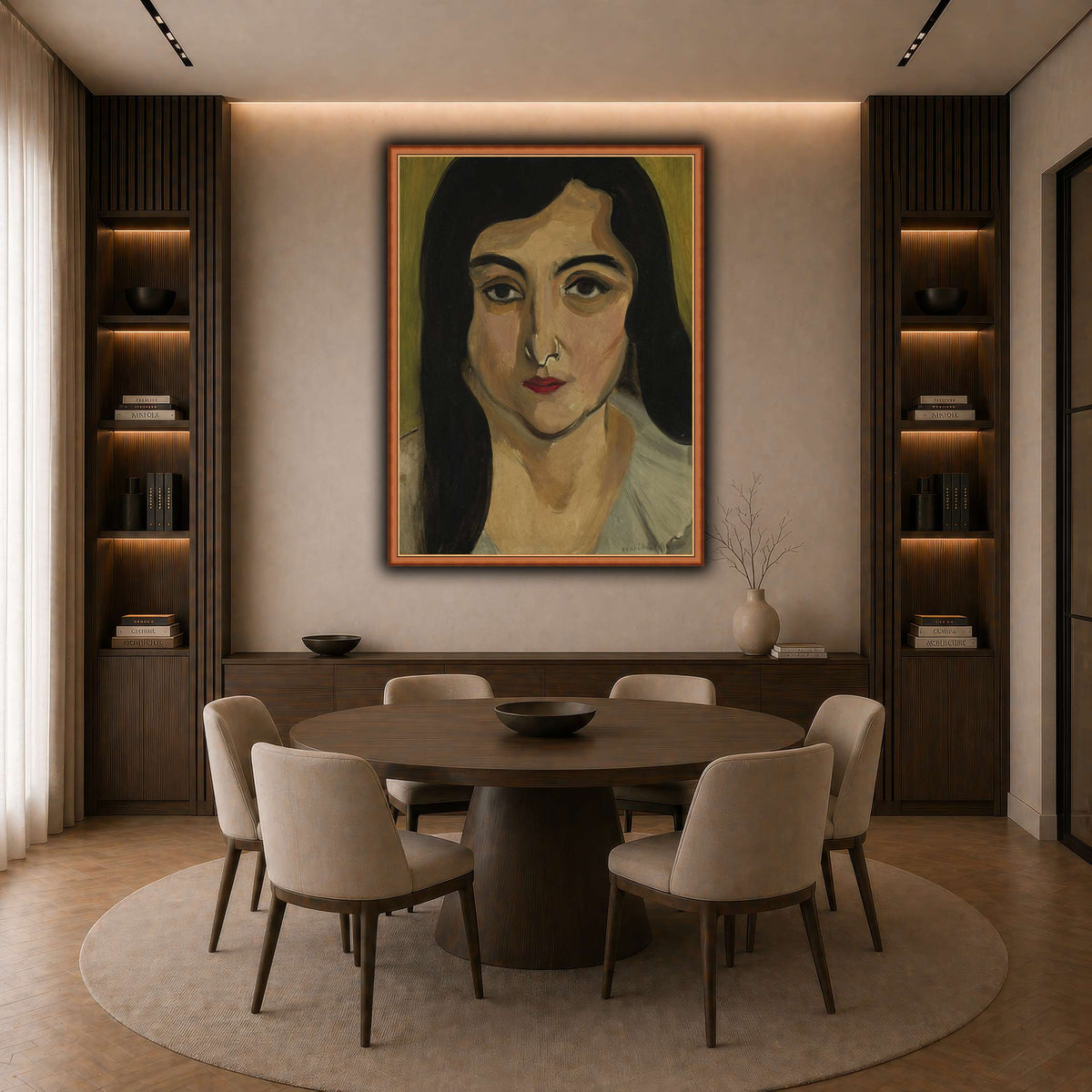 Tête_de_Femme_Henri_Matisse dark neutral-dining room