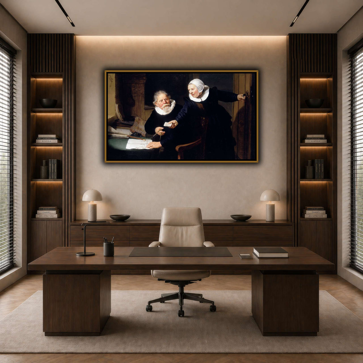 The-Shipbuilder-and-his-Wife-Jan-Rijcksen-1560-2-1637-and-his-Wife_Rembrandt-van-Rijn dark neutral-office