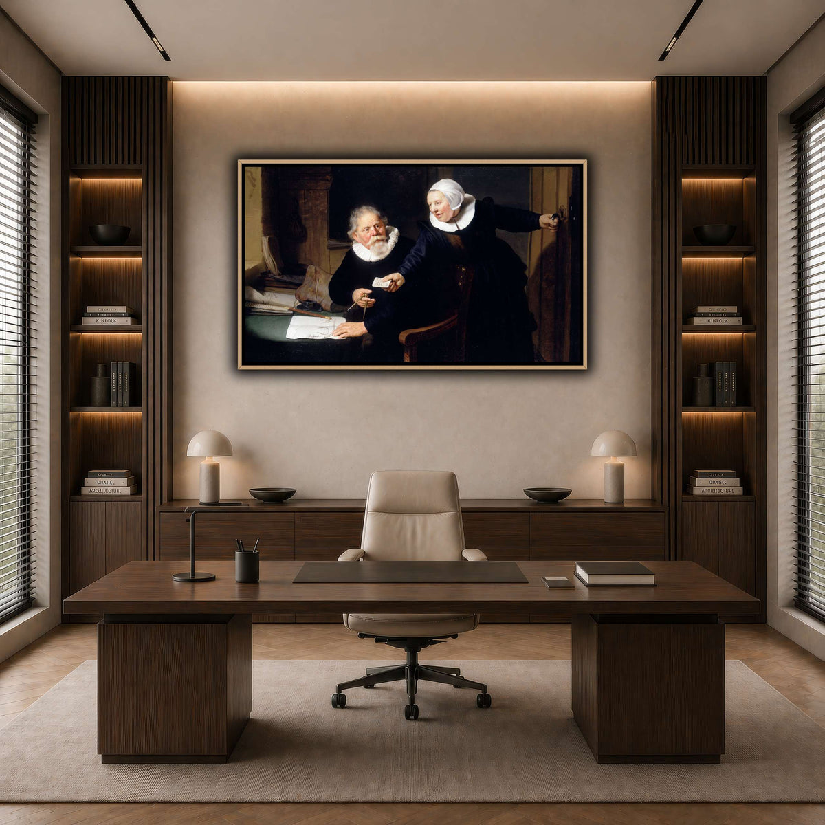 The-Shipbuilder-and-his-Wife-Jan-Rijcksen-1560-2-1637-and-his-Wife_Rembrandt-van-Rijn dark neutral-office
