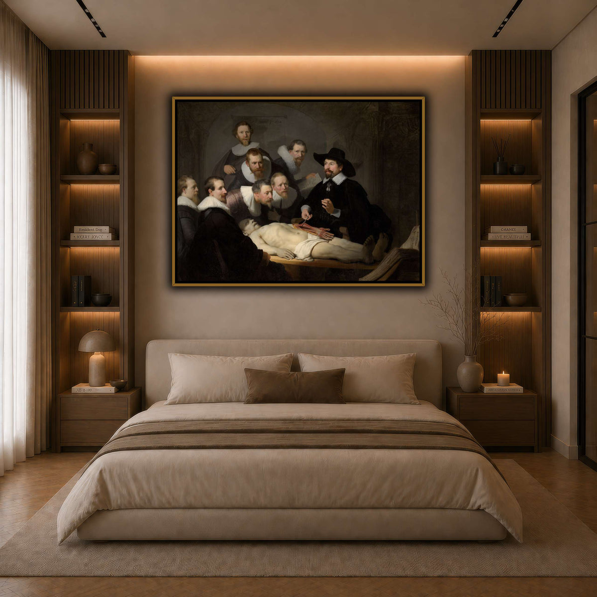 The_Anatomy_Lesson_of_Dr_Nicolaes_Tulp_Rembrandt-van-Rijn dark neutral-bedroom