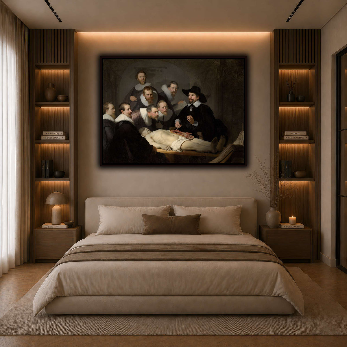 The_Anatomy_Lesson_of_Dr_Nicolaes_Tulp_Rembrandt-van-Rijn dark neutral-bedroom