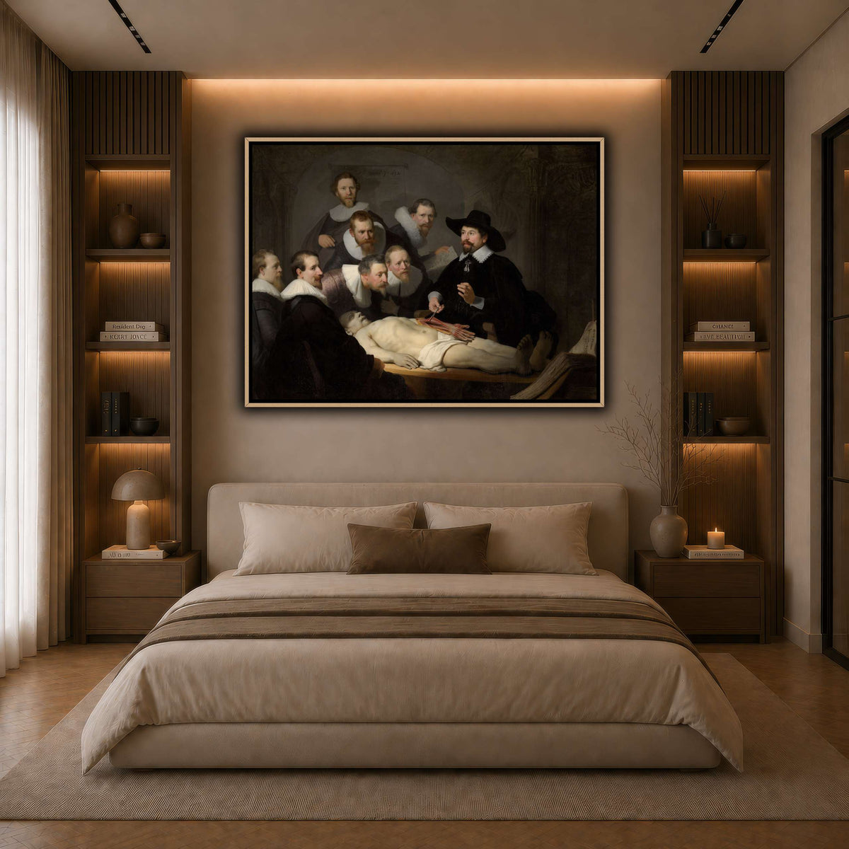 The_Anatomy_Lesson_of_Dr_Nicolaes_Tulp_Rembrandt-van-Rijn dark neutral-bedroom