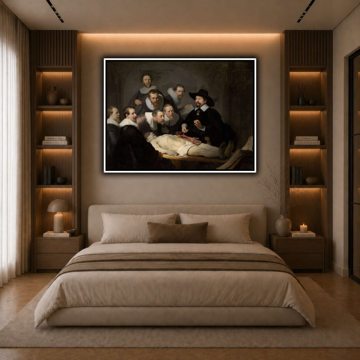 The_Anatomy_Lesson_of_Dr_Nicolaes_Tulp_Rembrandt-van-Rijn dark neutral-bedroom