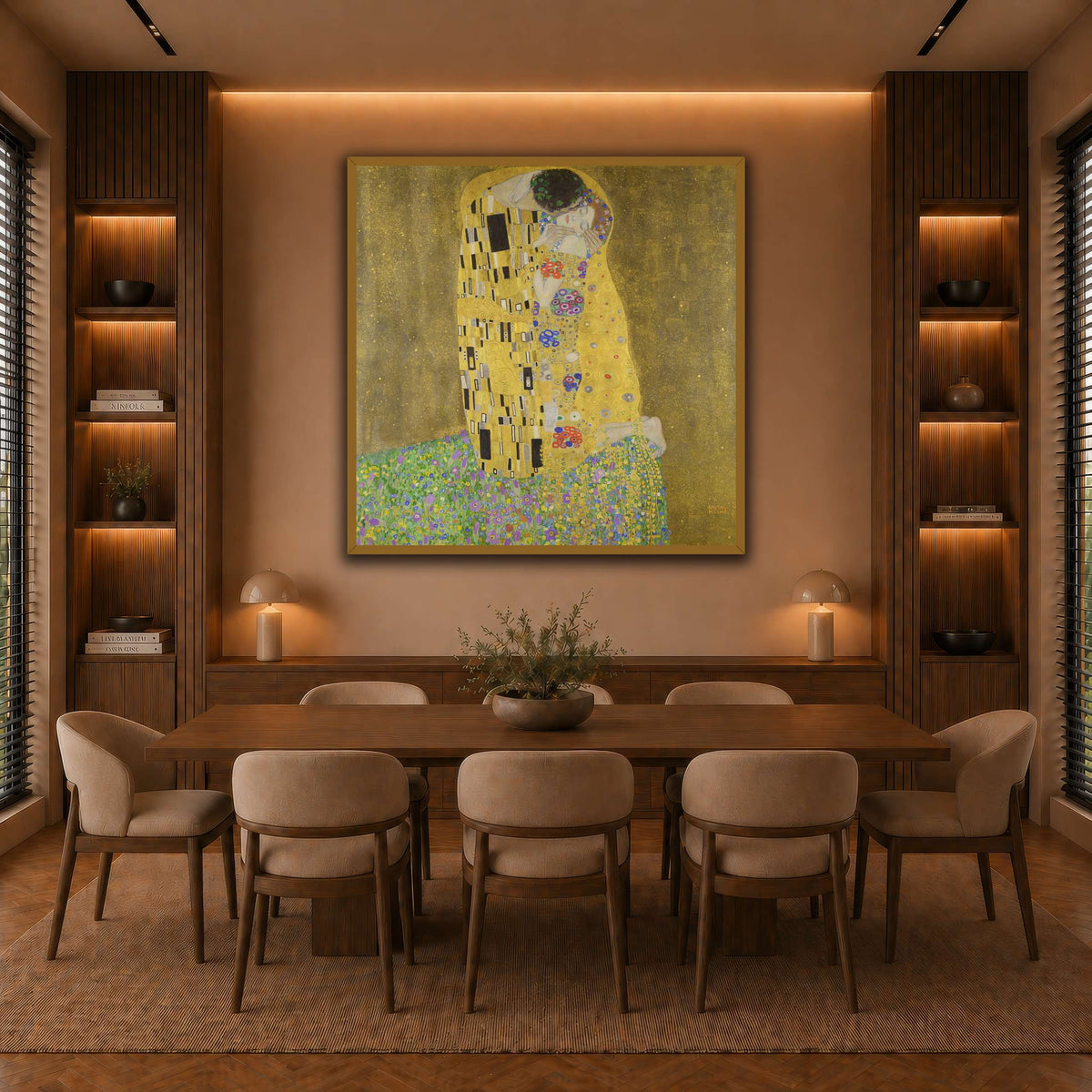 The_Kiss_-_Gustav_Klimt warm-dining room