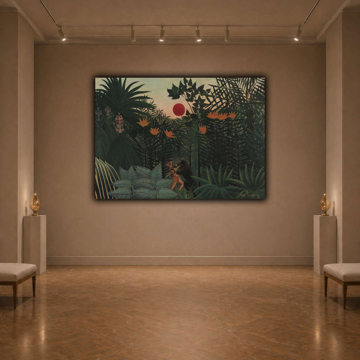 Tropical-Landscape-American-Indian-Struggling-with-a-Gorilla-1910_Henri-Rousseau dark neutral-agallery