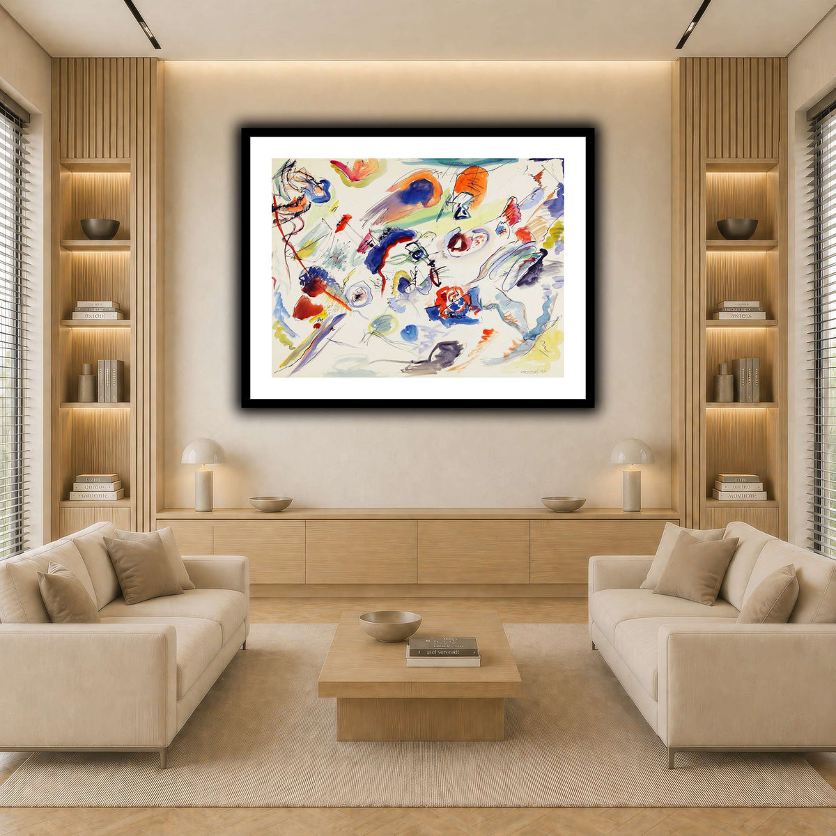 Untitled_(First_Abstract_Watercolor)_by_Wassily_Kandinsky light neutral-living room