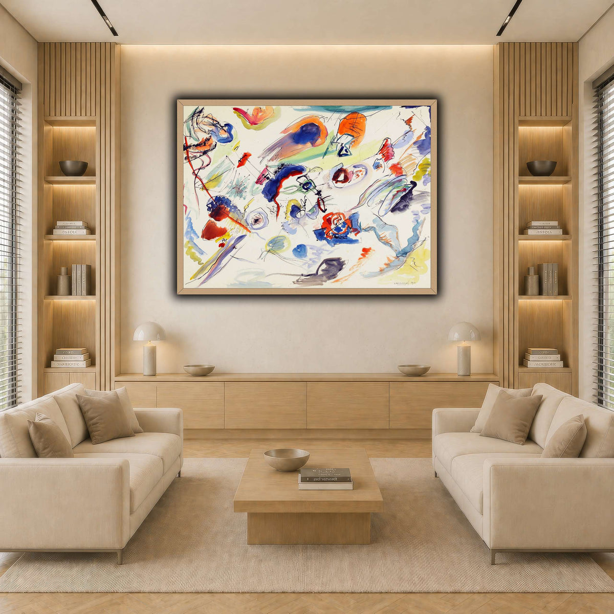 Untitled_(First_Abstract_Watercolor)_by_Wassily_Kandinsky light neutral-living room