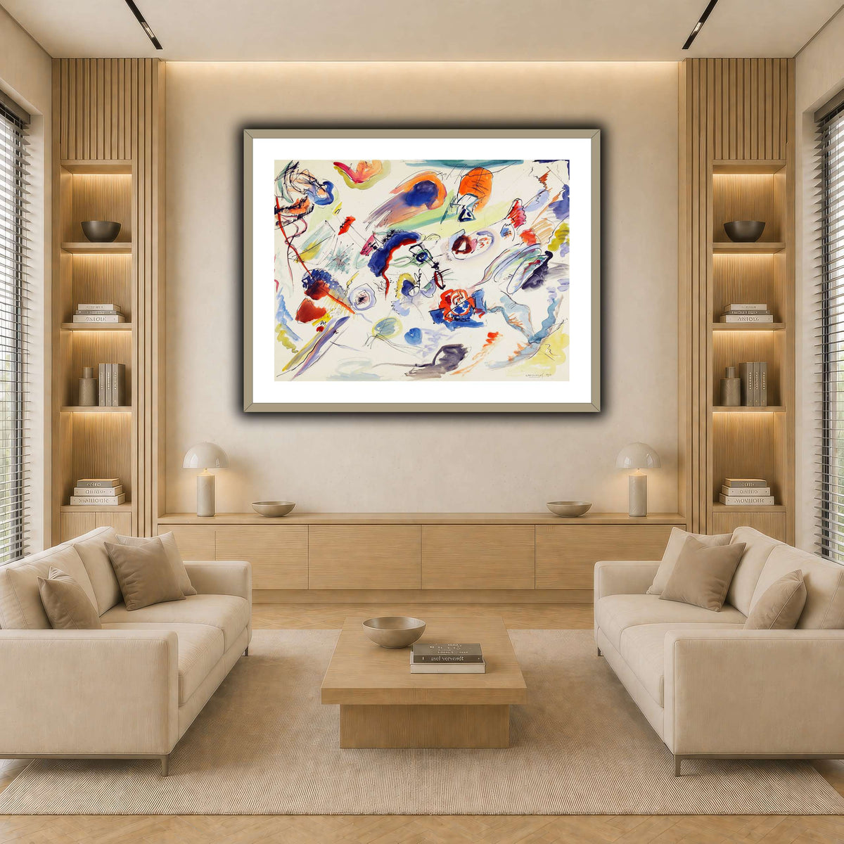 Untitled_(First_Abstract_Watercolor)_by_Wassily_Kandinsky light neutral-living room