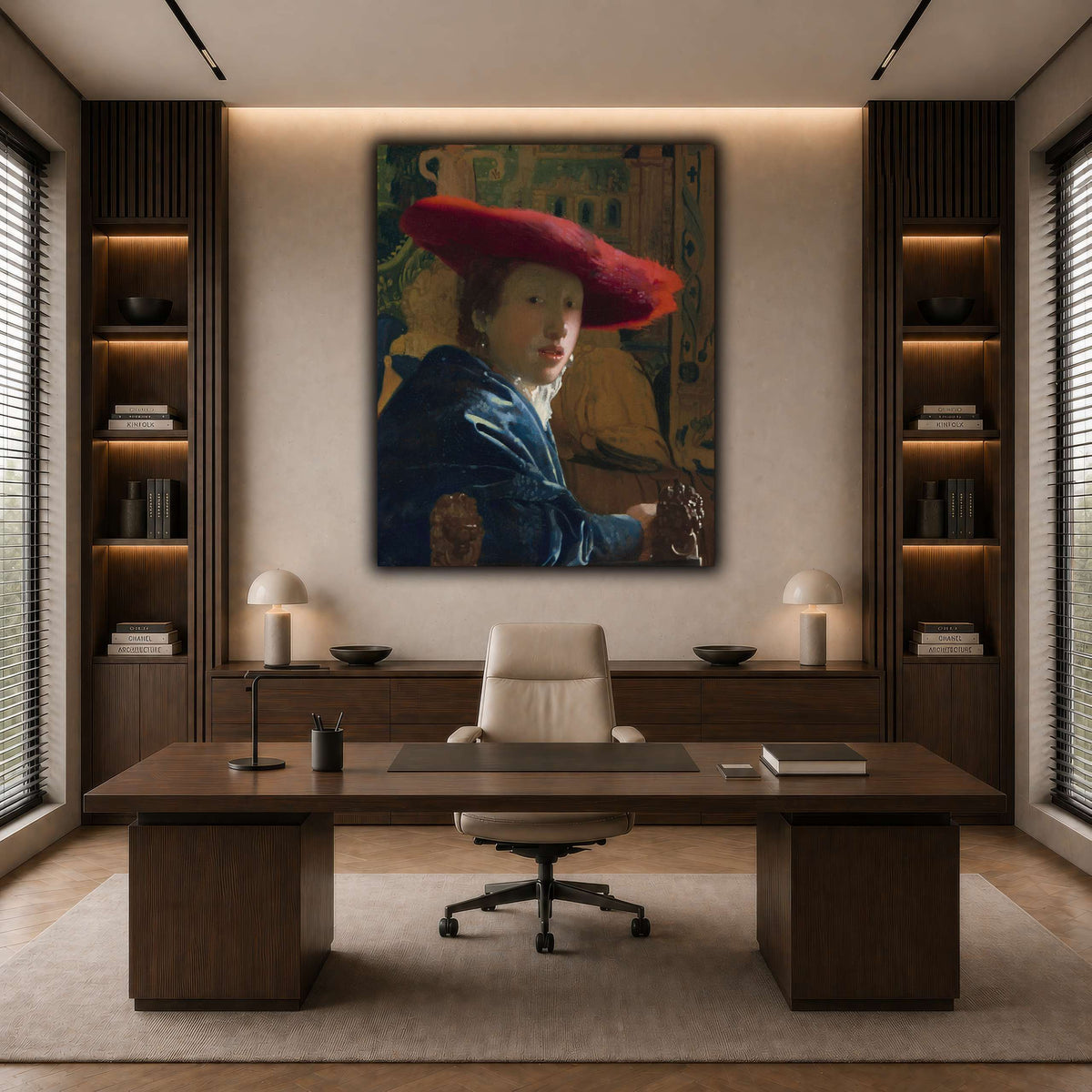 Vermeer_-_Girl_with_a_Red_Hat dark neutral-office