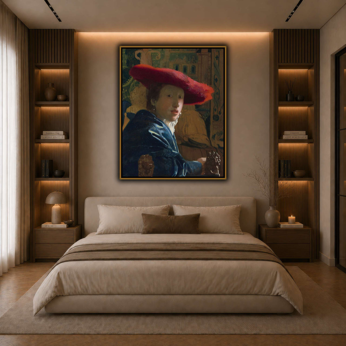 Vermeer_-_Girl_with_a_Red_Hat dark neutral-bedroom