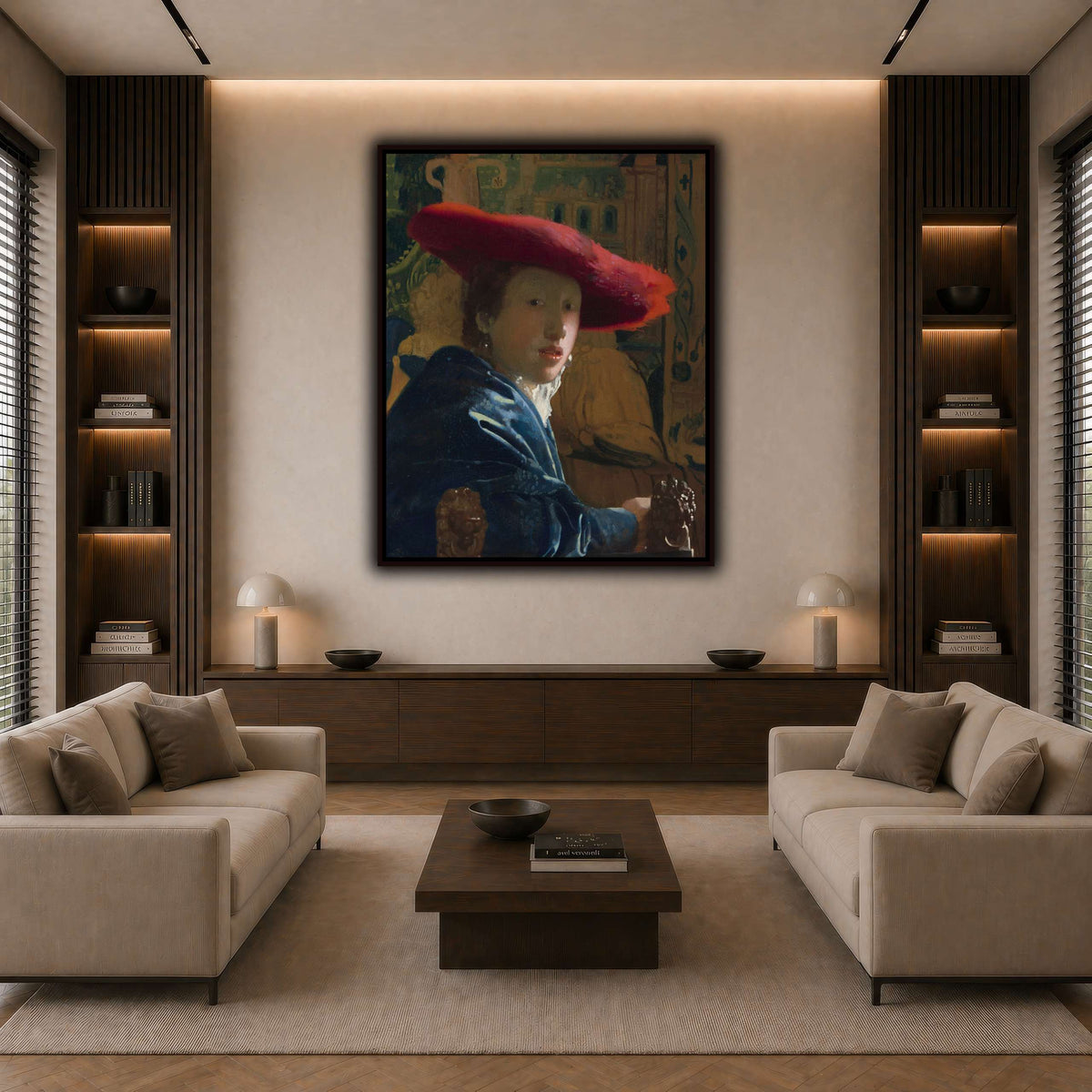Vermeer_-_Girl_with_a_Red_Hat dark neutral-living room
