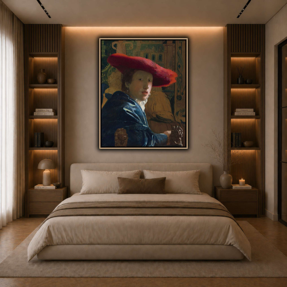 Vermeer_-_Girl_with_a_Red_Hat dark neutral-bedroom