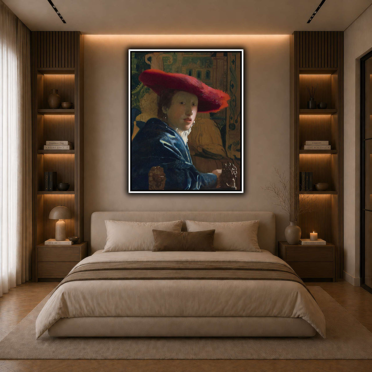 Vermeer_-_Girl_with_a_Red_Hat dark neutral-bedroom