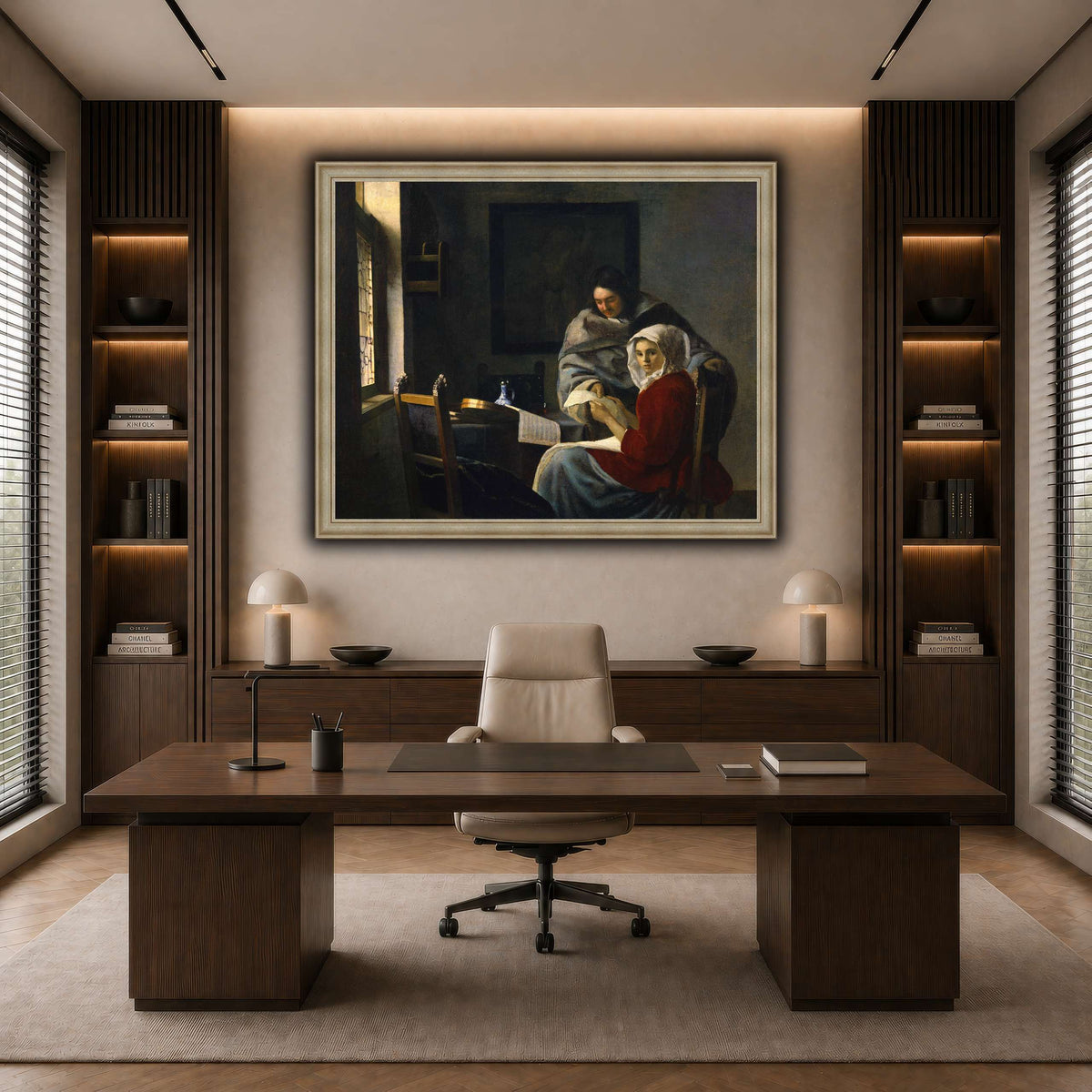 Vermeer_Girl_Interrupted_at_Her_Music dark neutral-office