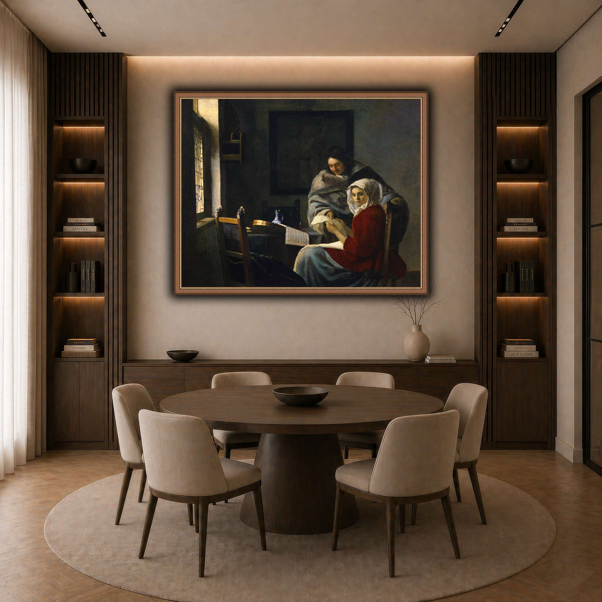 Vermeer_Girl_Interrupted_at_Her_Music dark neutral-dining room