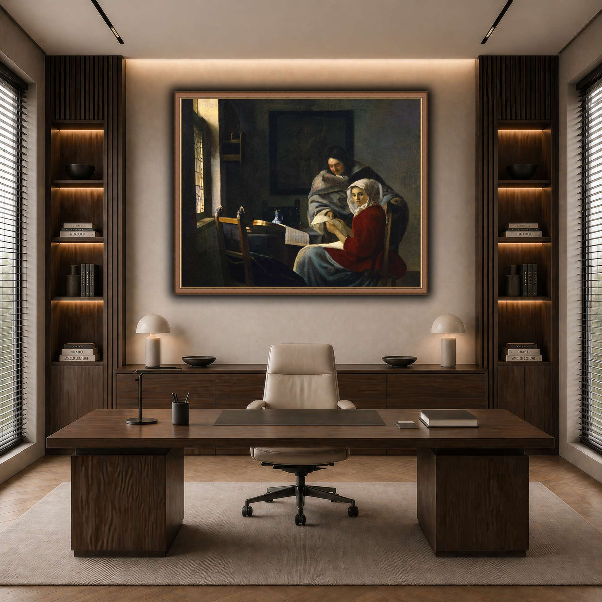 Vermeer_Girl_Interrupted_at_Her_Music dark neutral-office