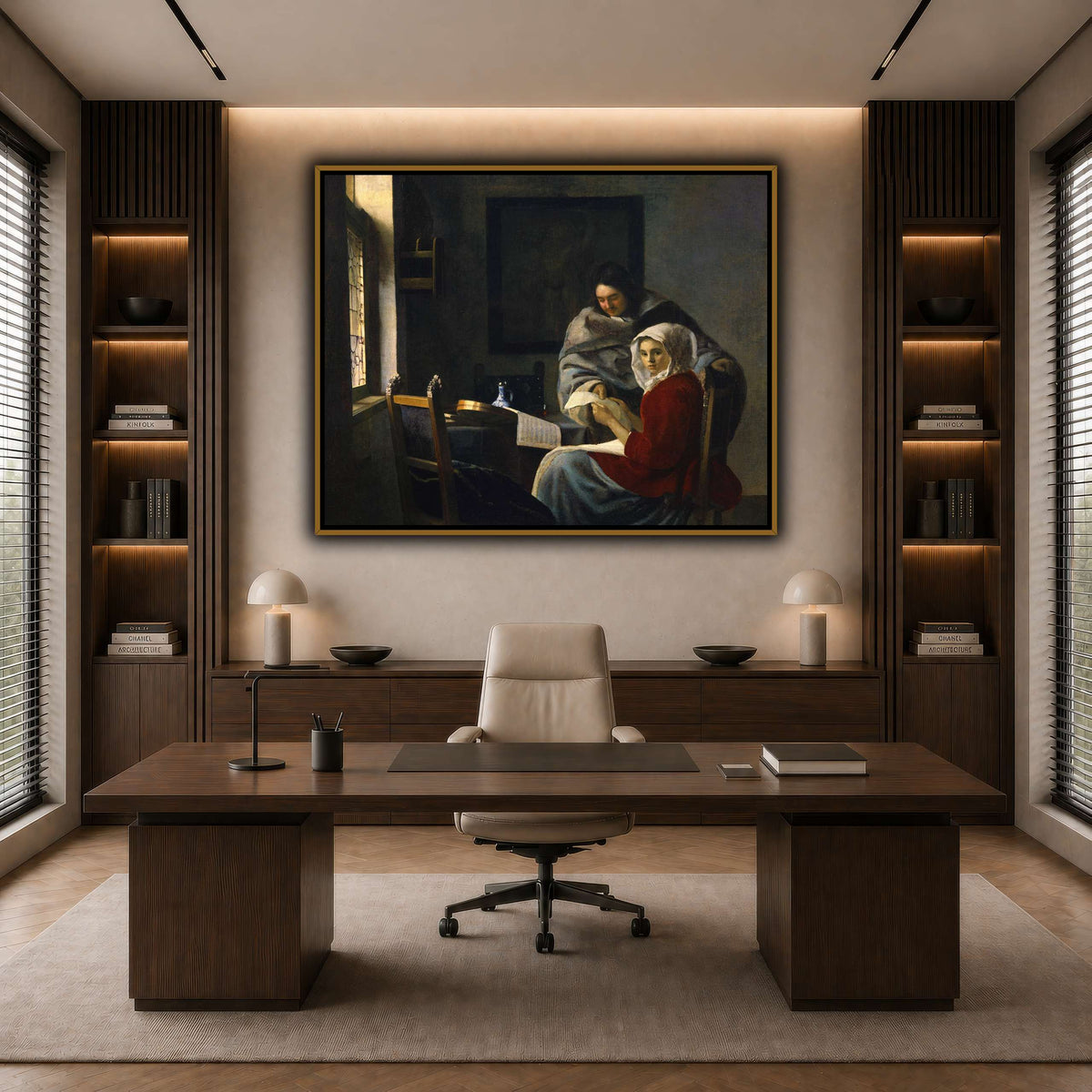 Vermeer_Girl_Interrupted_at_Her_Music dark neutral-office