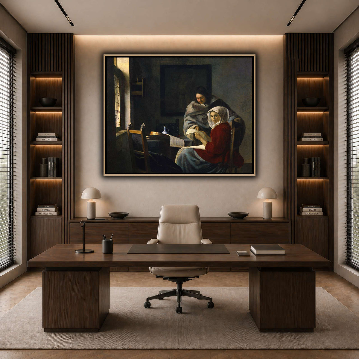 Vermeer_Girl_Interrupted_at_Her_Music dark neutral-office