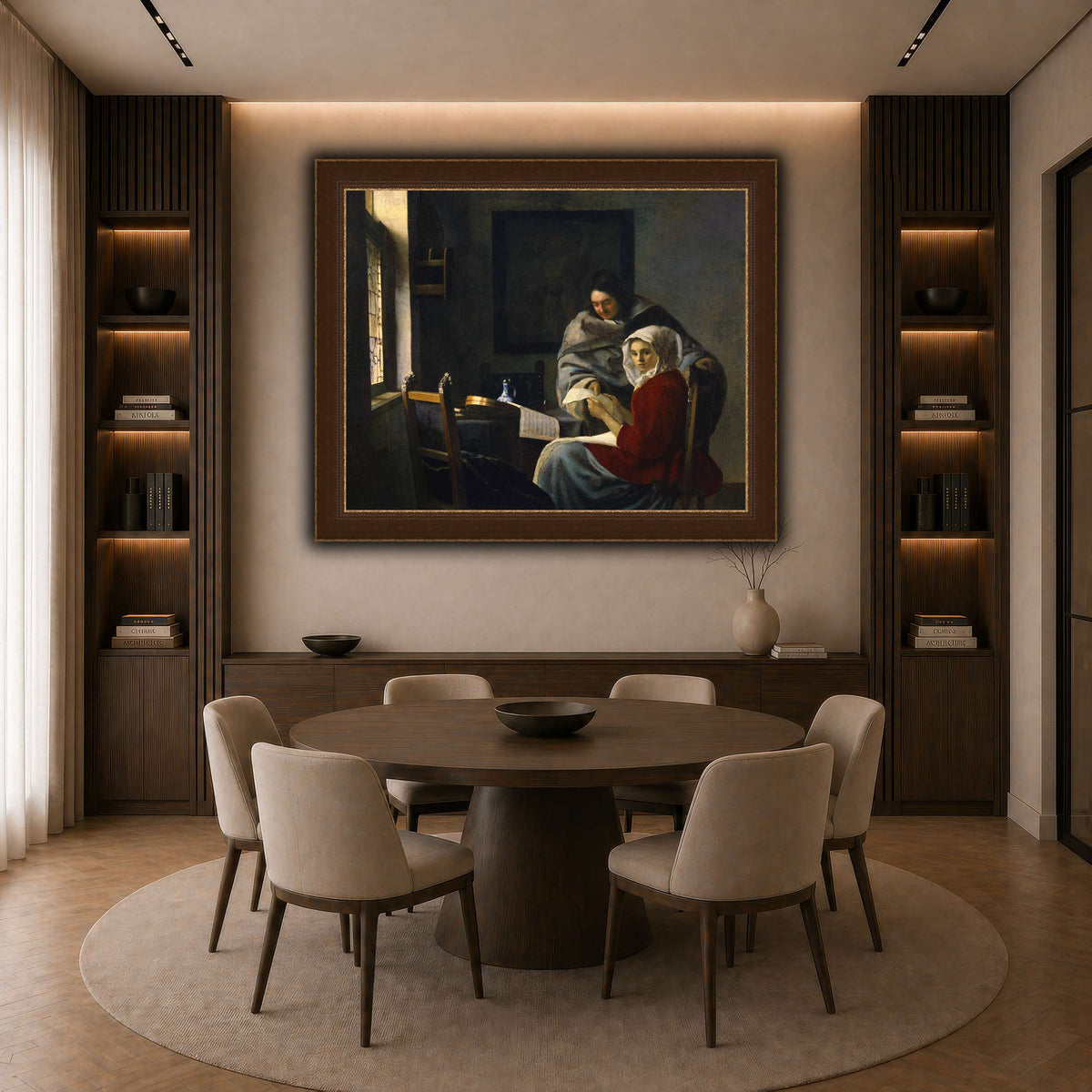 Vermeer_Girl_Interrupted_at_Her_Music dark neutral-dining room