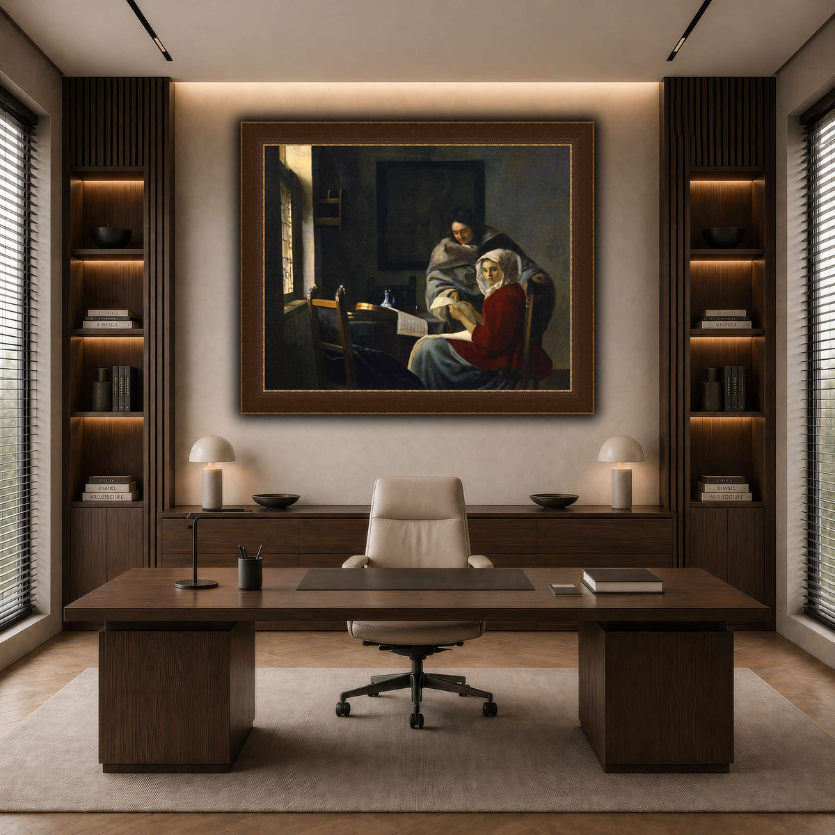 Vermeer_Girl_Interrupted_at_Her_Music dark neutral-office