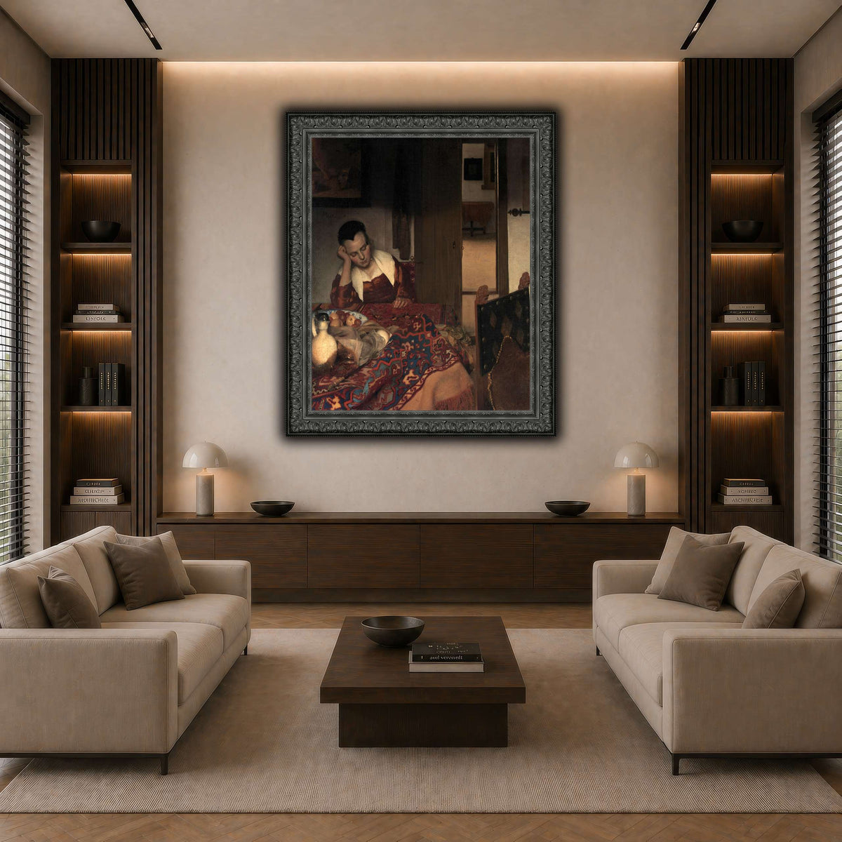 Vermeer_young_women_sleeping_result dark neutral-living room