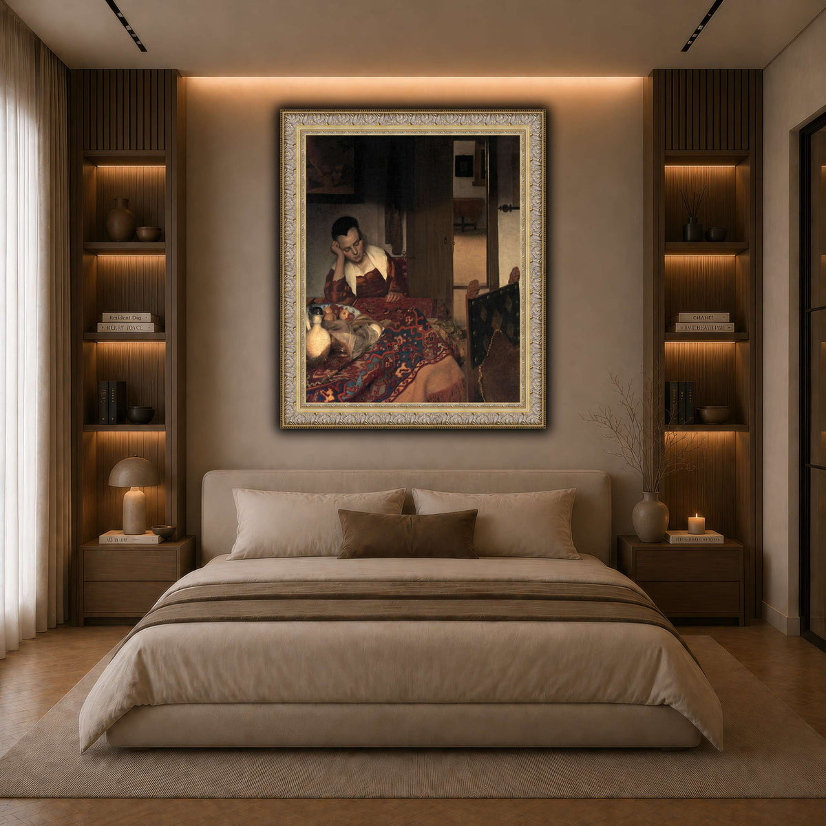 Vermeer_young_women_sleeping_result dark neutral-bedroom