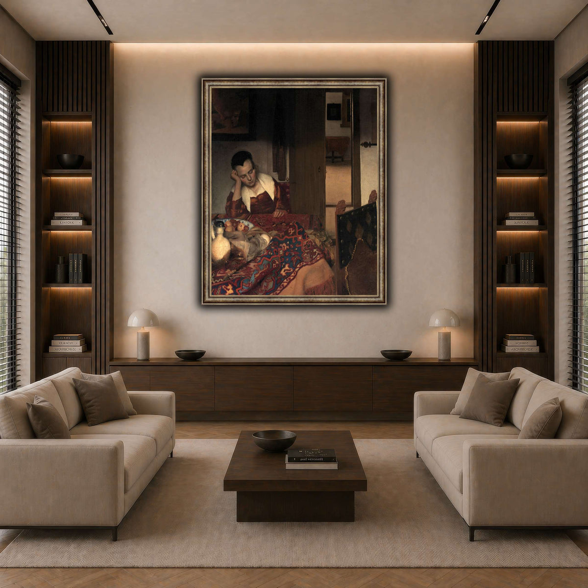 Vermeer_young_women_sleeping_result dark neutral-living room