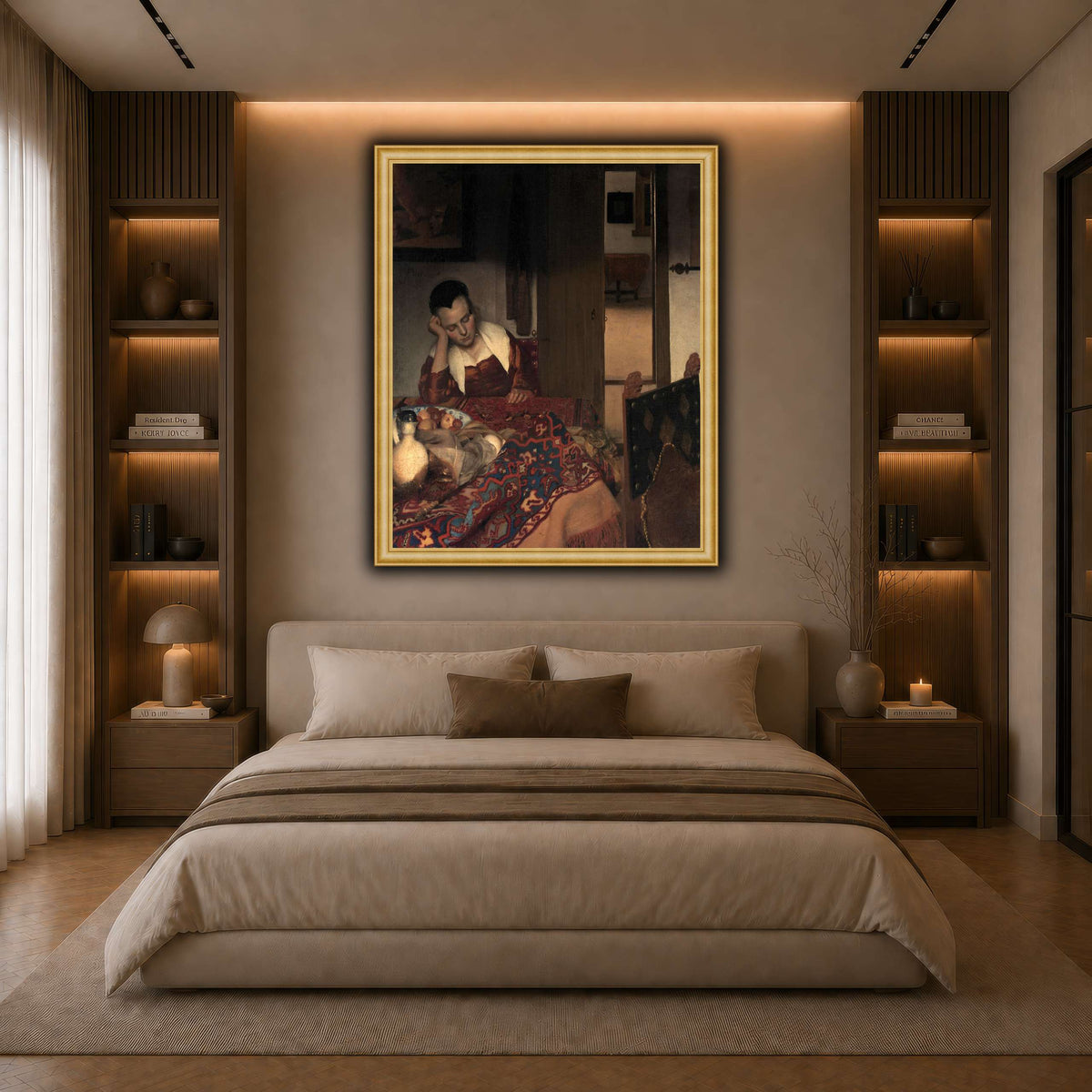 Vermeer_young_women_sleeping_result dark neutral-bedroom
