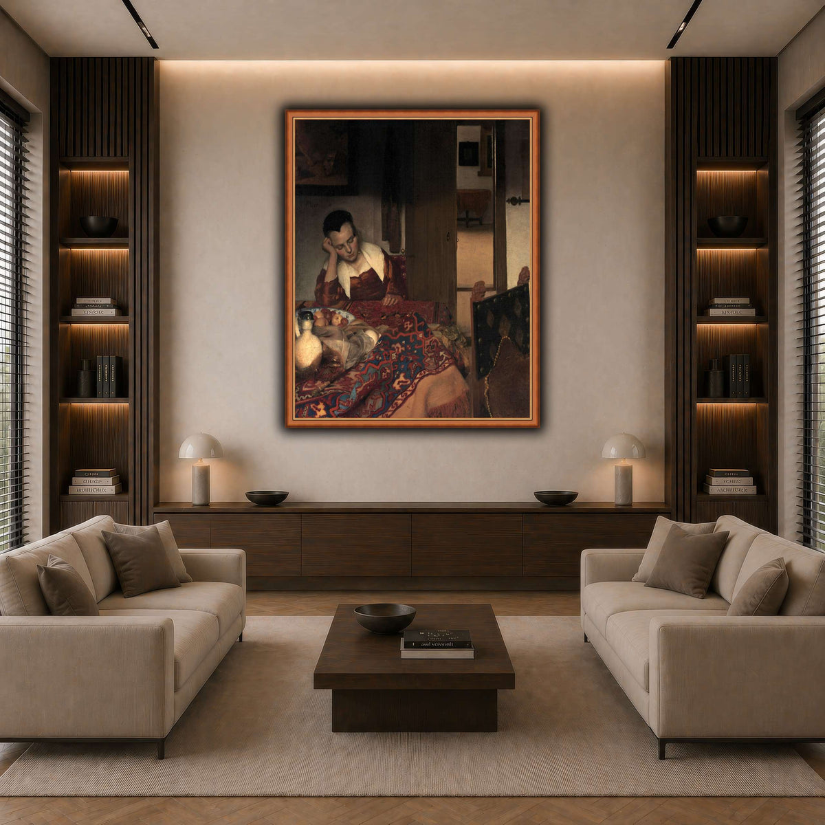 Vermeer_young_women_sleeping_result dark neutral-living room