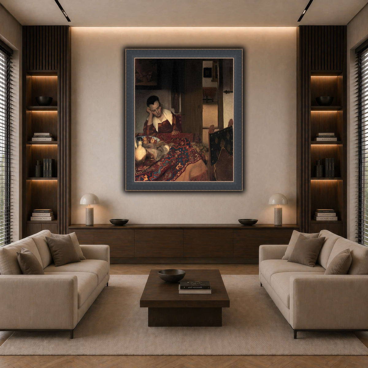Vermeer_young_women_sleeping_result dark neutral-living room