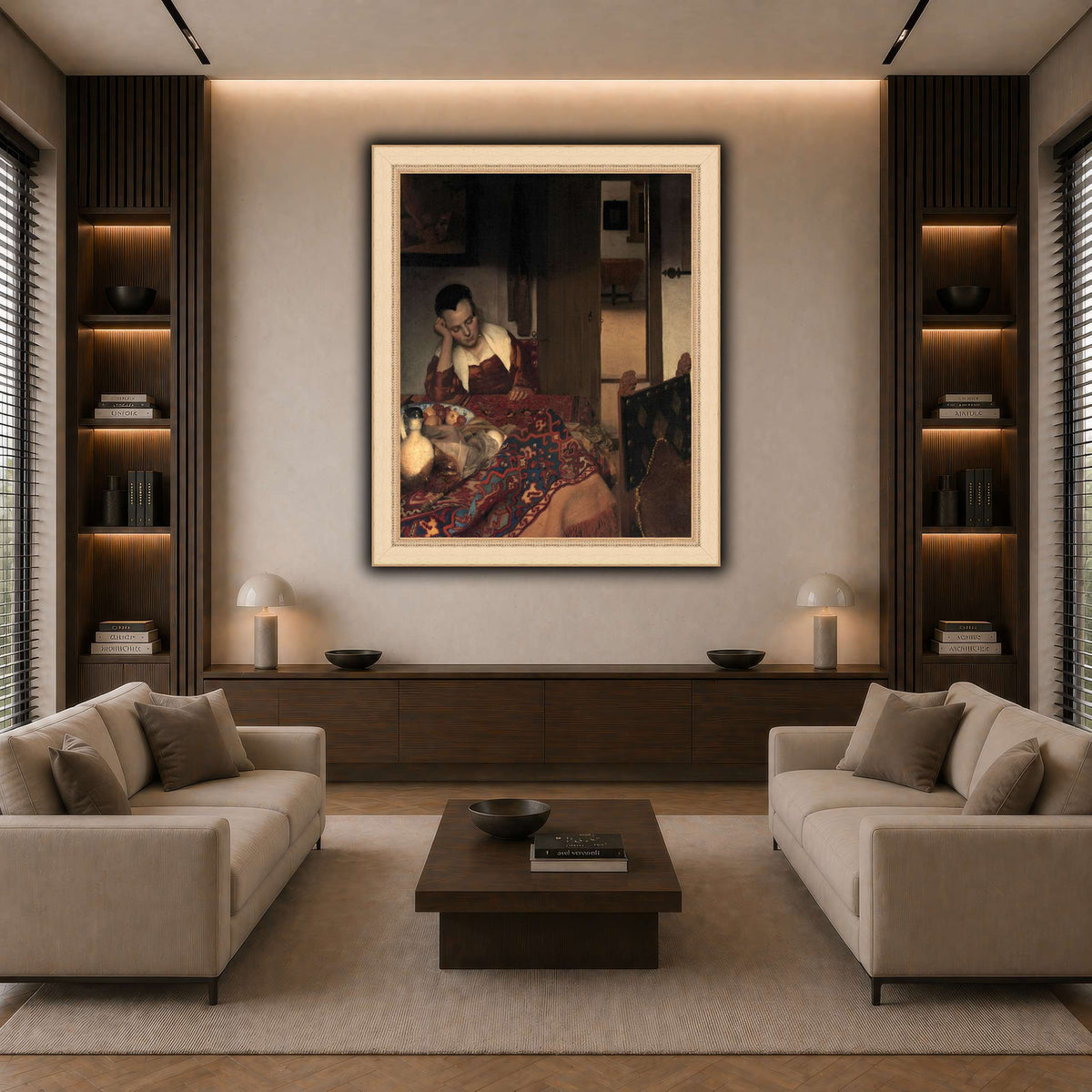 Vermeer_young_women_sleeping_result dark neutral-living room