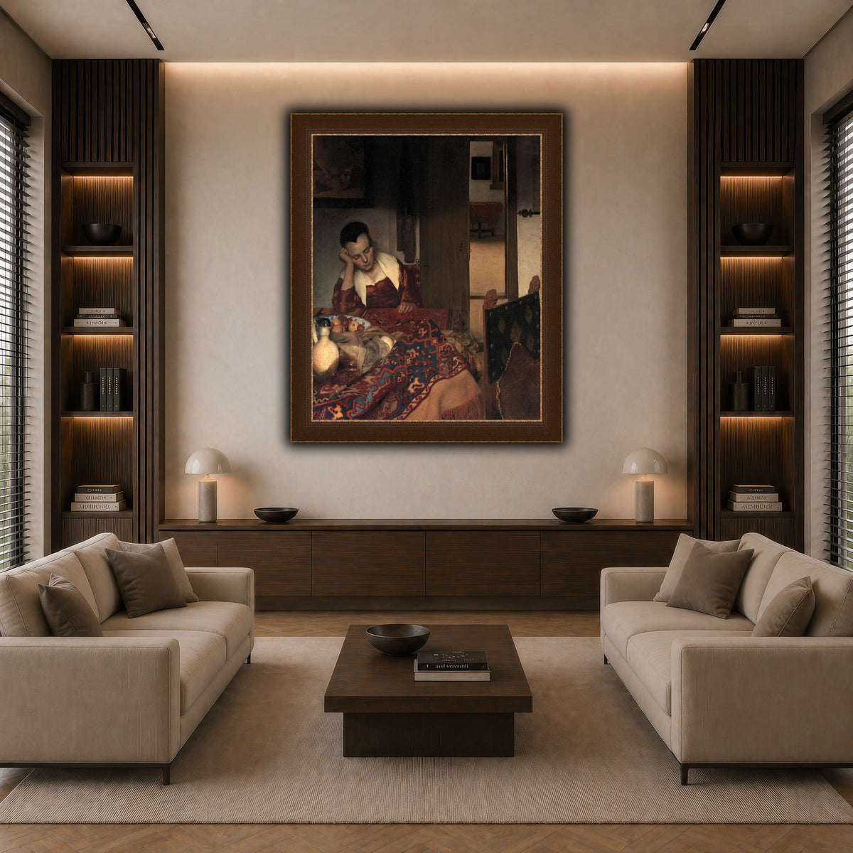 Vermeer_young_women_sleeping_result dark neutral-living room