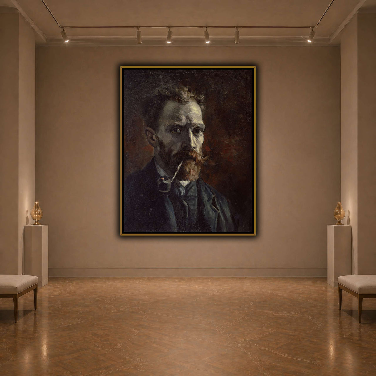 Vincent_van_Gogh_-_Self-portrait_with_pipe dark neutral-agallery
