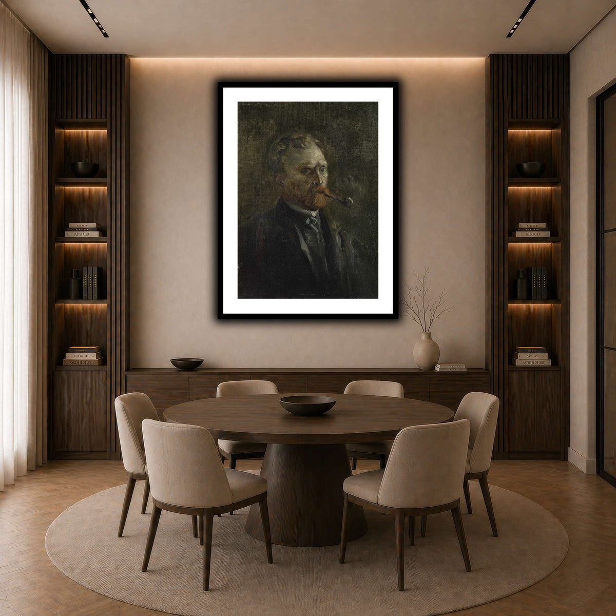 Zelfportret dark neutral-dining room