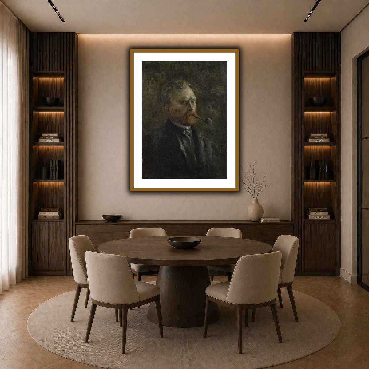 Zelfportret dark neutral-dining room