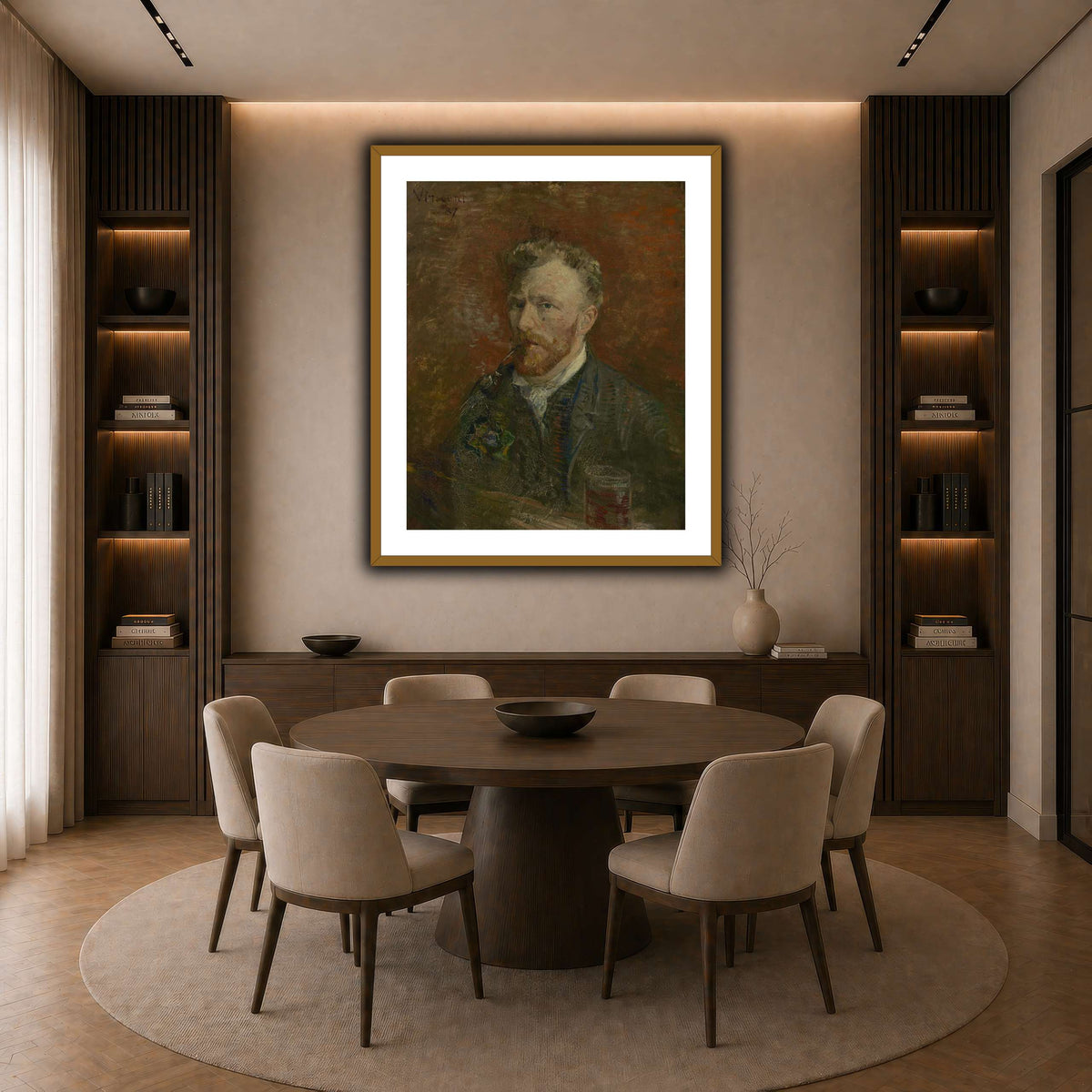 Zelfportret_met_glas dark neutral-dining room
