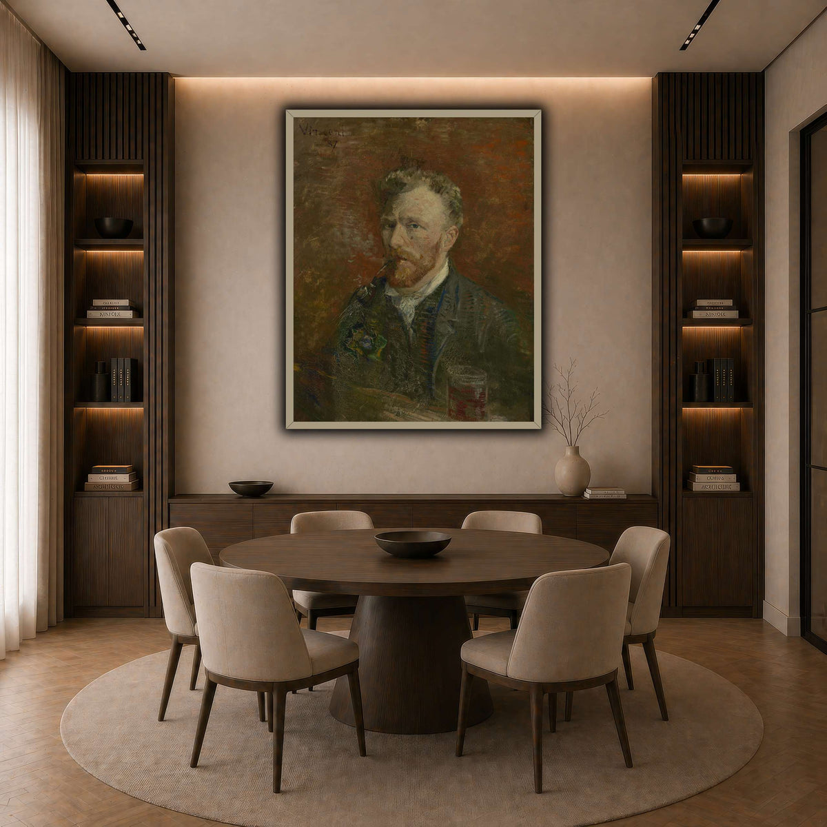 Zelfportret_met_glas dark neutral-dining room